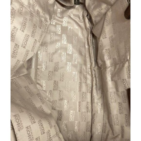 Michael Kors Brown & Cream Giraffe Print Canvas Tote Bag Purse Gold Hardware - Picture 2 of 6